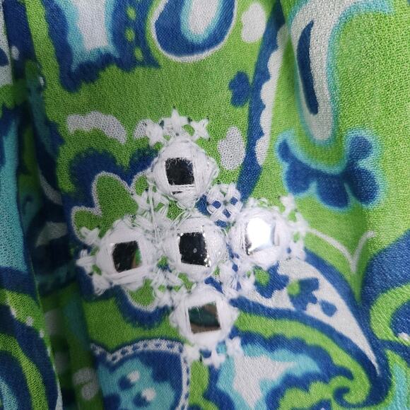 MISS JUNE Bohemian Paisley Embroidered Dress One Size Resortwear Beach Vacation - Picture 9 of 9